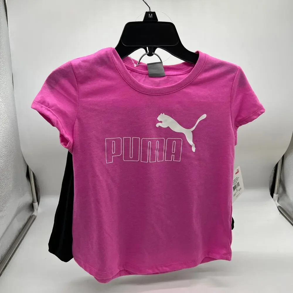 PUMA Girls Pink Logo T Shirt & Black Skort Size Medium Athletic Sports